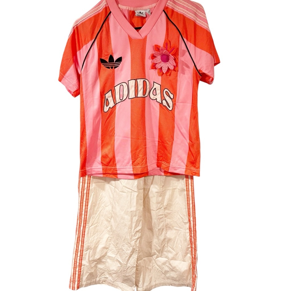 Adidas Originals Summer Glow Jersey in Pink Orange Track Pants Stripe‎ Set Sz XS